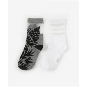 Набор носков с принтом 2 шт. , цвет черный и белый, размер 26 Gulliver. Цвет: черный/белый