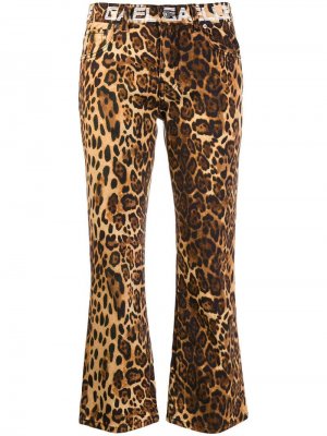 Расклешенные брюки с леопардовым принтом Gaelle Bonheur. Цвет: коричневый