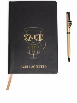 Комплект K/Ikonik из блокнота и ручки Karl Lagerfeld. Цвет: черный