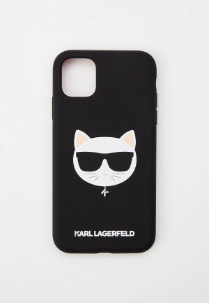 Чехол для iPhone Karl Lagerfeld 11, Liquid silicone Choupette. Цвет: черный