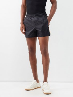 Плавки-шорты web stripe с узором gg-supreme , черный Gucci