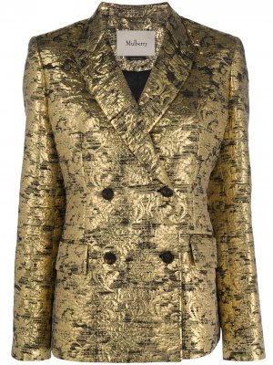 Жаккардовый пиджак Emili Mulberry. Цвет: золотистый