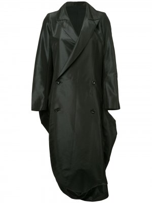 Двубортное пальто с закругленным подолом Yohji Yamamoto Pre-Owned. Цвет: черный