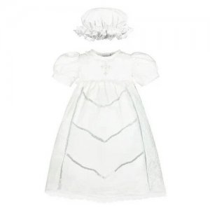 Крестильный комплект для девочек, платье и чепчик, размер 44, белый PATRINO. Цвет: белый