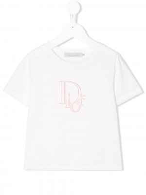 Футболка с вышитым логотипом Baby Dior. Цвет: белый