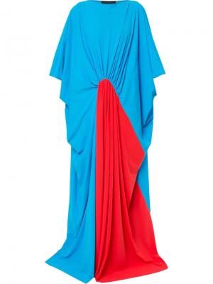 Двухцветное платье макси со сборкой Greta Constantine. Цвет: синий
