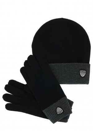 Комплект перчатки шапка EA7. Цвет: черный