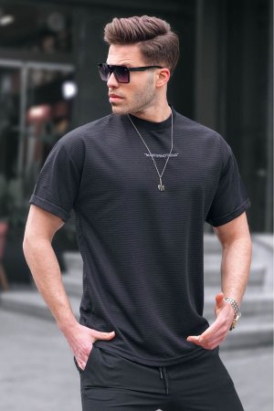Черная базовая мужская футболка из лайкры , черный Madmext