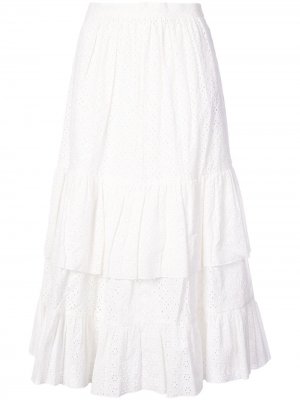 Расклешенная миди-юбка с узором Alexa Chung. Цвет: белый