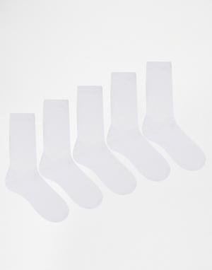 5 пары спортивных носков Urban Eccentric. Цвет: белый