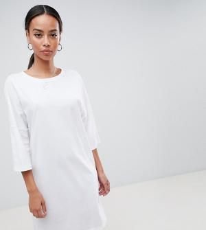 Длинное платье-футболка в стиле оверсайз -Белый Noisy May Tall