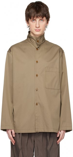 Серо-коричневая рубашка с воротником-стойкой LEMAIRE