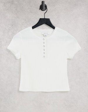 Белая узкая футболка в рубчик -Белый Lost Ink