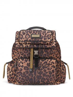 Рюкзак с леопардовым принтом Dolce & Gabbana. Цвет: коричневый