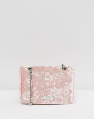 Розовая маленькая бархатная сумка через плечо Faith. Цвет: розовый