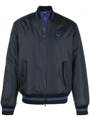 Куртка-бомбер на молнии Ea7 Emporio Armani. Цвет: синий