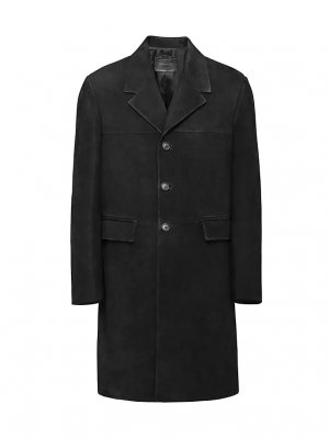 Замшевое пальто, черный Prada