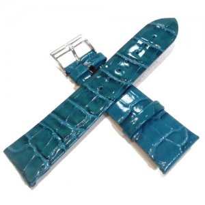 Кожаный ремешок для часов бирюзовый 22 мм Alfa. Цвет: голубой