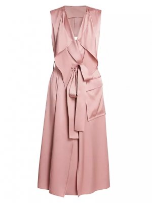 Атласное платье-тренч-миди , цвет peony Victoria Beckham