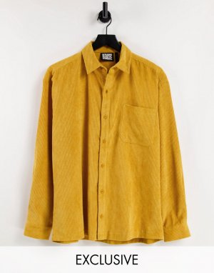 Коричневато-желтая вельветовая рубашка в стиле унисекс Inspired-Желтый Reclaimed Vintage