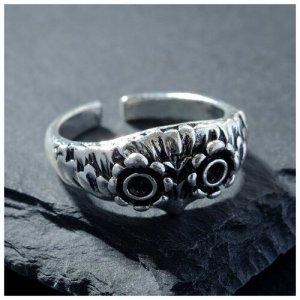 Кольцо Перстень сова, цвет чернёное серебро, безразмерное RECOM