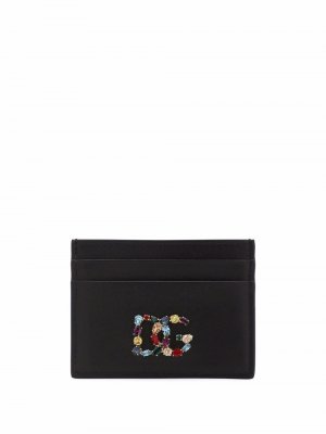 Кошелек со стразами и логотипом DG Dolce & Gabbana. Цвет: черный