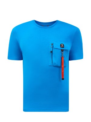 Хлопковая футболка Mojave с деталями из нейлоновой микрофибры PARAJUMPERS. Цвет: синий