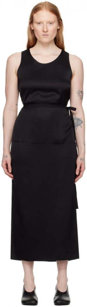Черное платье-макси со вентилируемой юбкой Mm6 Maison Margiela