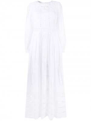 Платье с длинными рукавами и вышивкой Alberta Ferretti. Цвет: белый