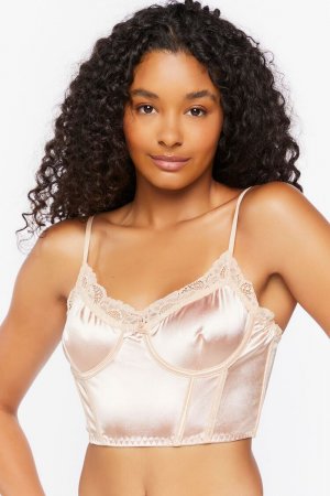 Атласный корсет-бралетт , нюд Forever 21