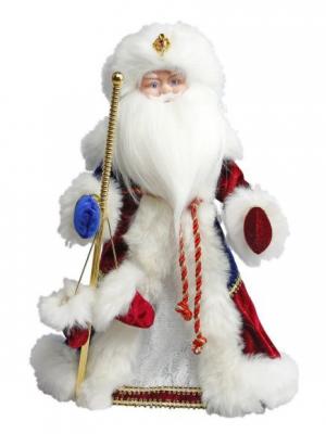 Дед Мороз Боярский 40 см, мех., муз., песня В лесу родилась елочка Новогодняя сказка. Цвет: синий, белый