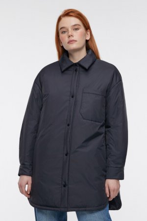Куртка-рубашка oversize утепленная с нагрудным карманом befree. Цвет: черный