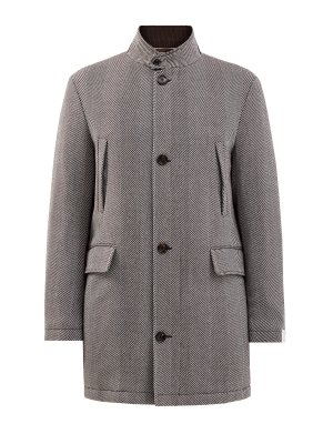 Пальто из плотной шерстяной ткани с графическим узором ELEVENTY. Цвет: черно-белый
