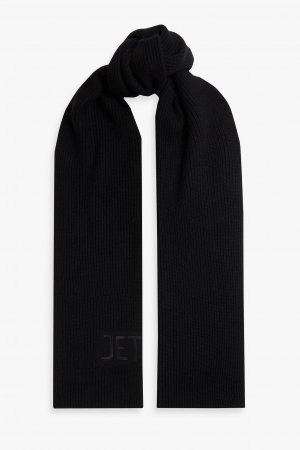 Кашемировый шарф с вышивкой JETSET, черный Jetset