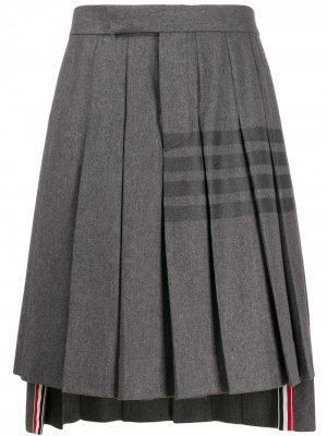 Плиссированная юбка с полосками 4-Bar Thom Browne. Цвет: серый