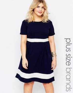 Короткое приталенное платье размера плюс Praslin. Цвет: темно-синий