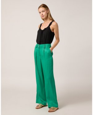 Женские прямые брюки с завышенной талией и складками , зеленый Naf. Цвет: зеленый