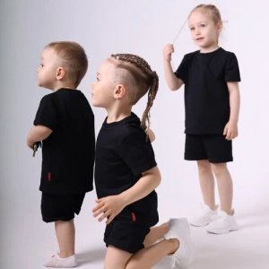 Комплект одежды  детский, футболка и шорты, повседневный стиль, трикотажный, размер 86, черный Ardirose. Цвет: черный