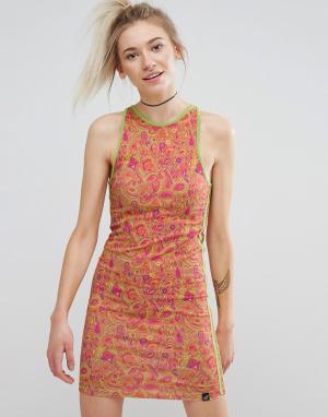 Облегающее платье с принтом пейсли Illustrated People. Цвет: оранжевый