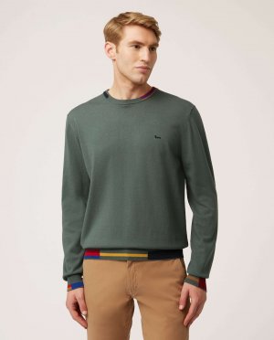 Мужской зеленый свитер с круглым вырезом Harmont&Blaine. Цвет: зеленый