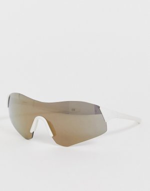 Солнцезащитные очки-маска без оправы с золотистыми стеклами -Белый ASOS DESIGN