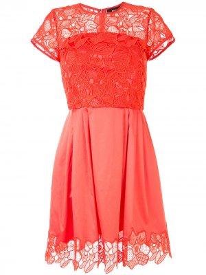 Коктейльное платье с цветочным кружевом Paule Ka. Цвет: красный