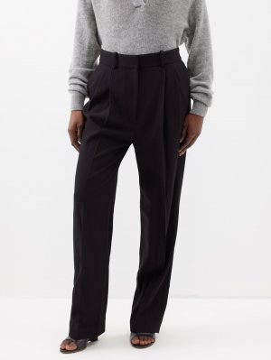 Leaton прямые брюки из смесовой шерсти со складками , черный Khaite