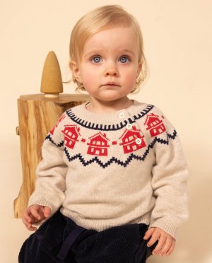 Вязаный свитер из шерсти и хлопка для малыша , мультиколор Petit Bateau