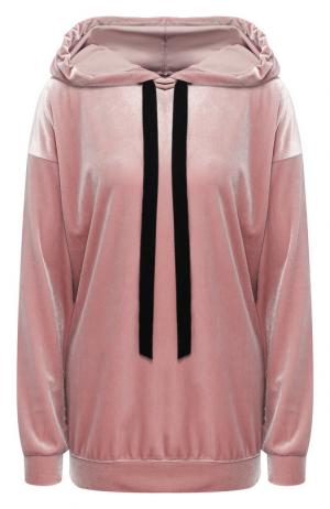Бархатный пуловер с капюшоном Pietro Brunelli. Цвет: розовый