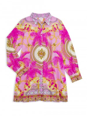 Платье-рубашка с принтом пальм для маленьких девочек CAMILLA