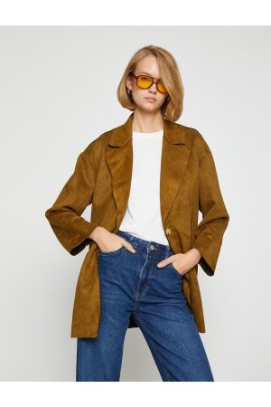 Замшевый пиджак-блейзер , коричневый Koton