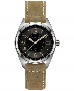 Мужские швейцарские часы цвета хаки с кожаным ремешком 40 мм H68551833 Hamilton