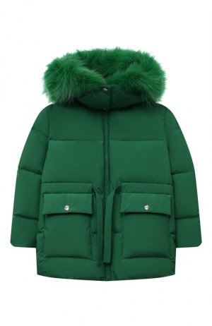 Пуховая куртка Yves Salomon Enfant. Цвет: зелёный