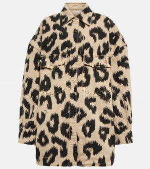 Джинсовая куртка-рубашка с леопардовым принтом THE ATTICO, коричневый Attico